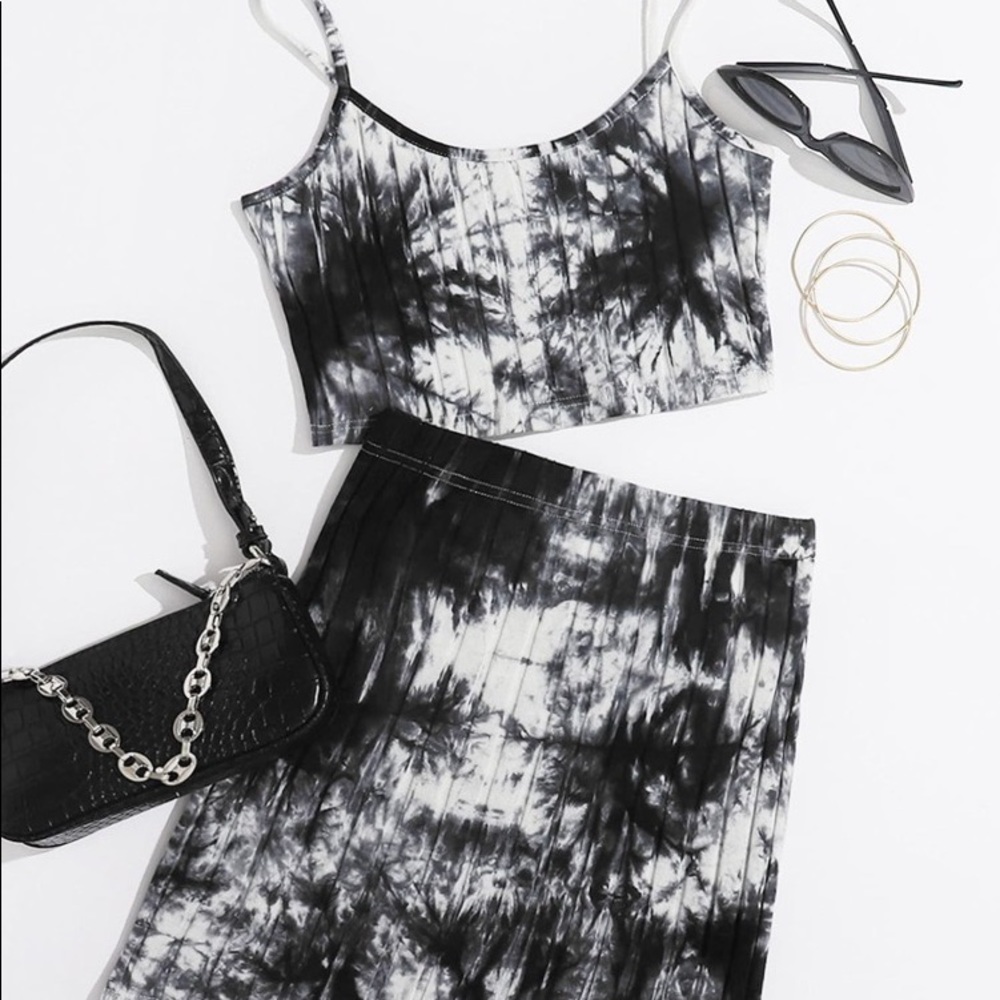 Rib-Knit Tie Dye Cami Top & Skirt Set